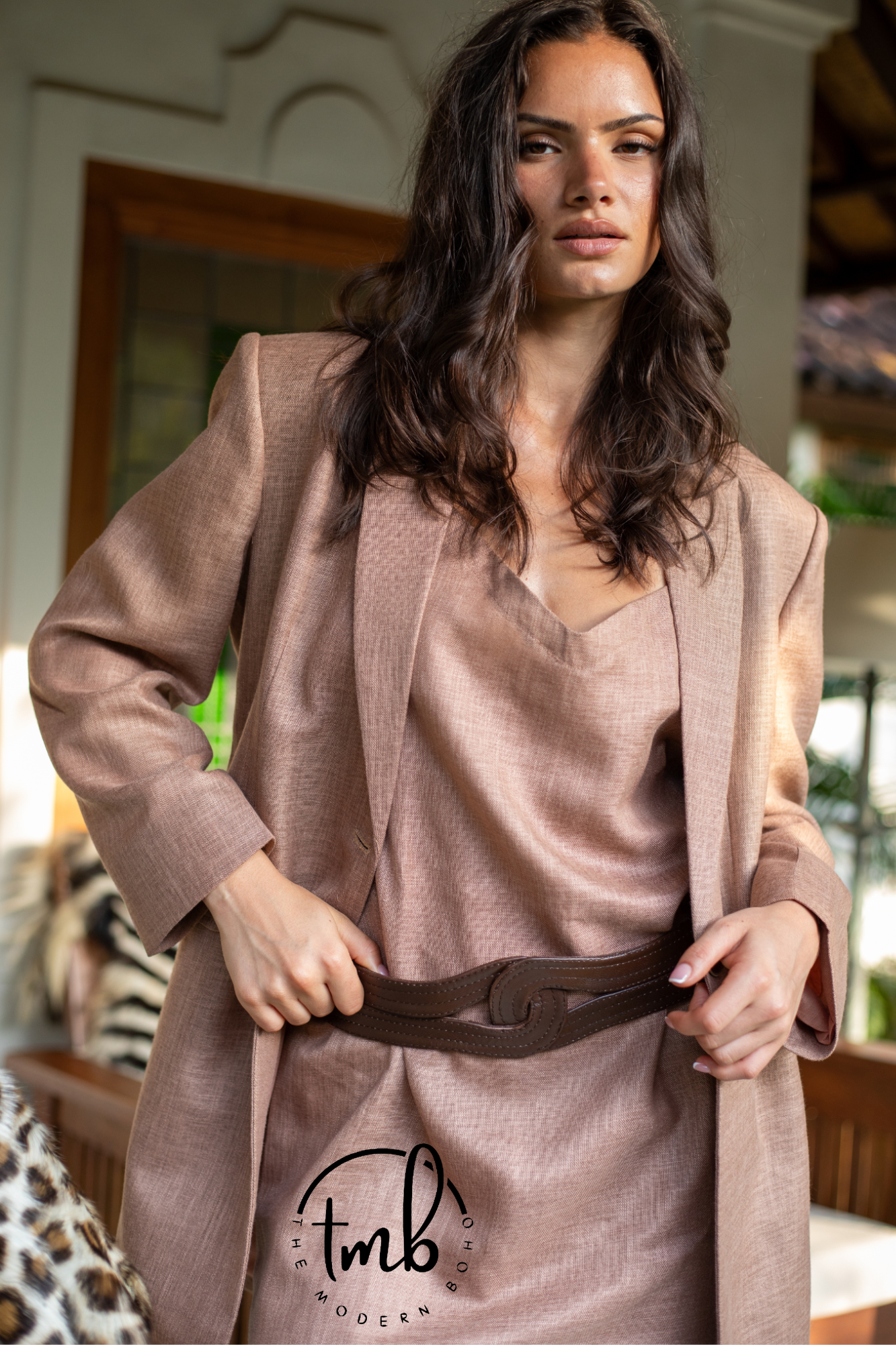 'Dali' Linen Blazer - Terracotta Latte