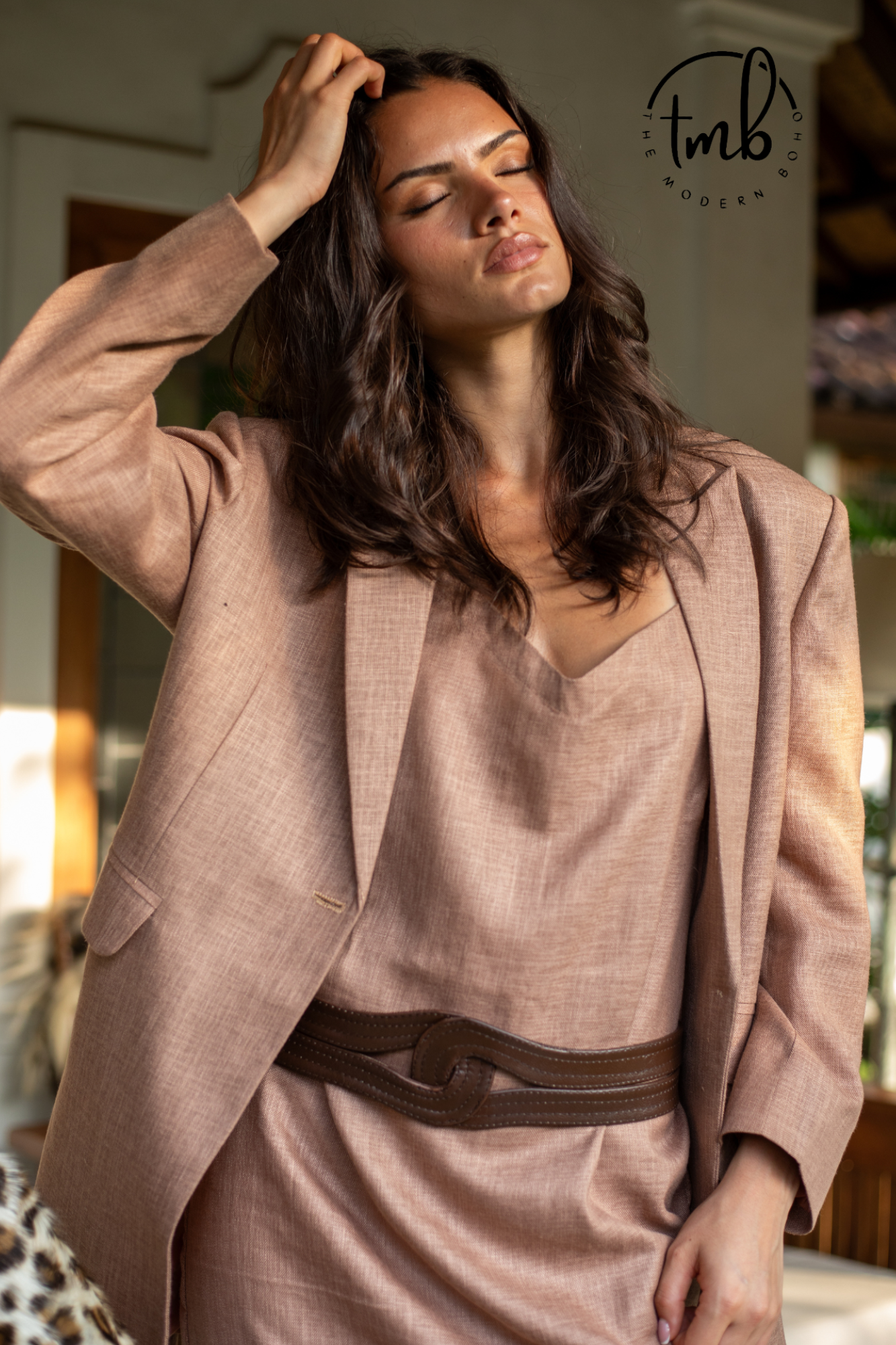 'Dali' Linen Blazer - Terracotta Latte