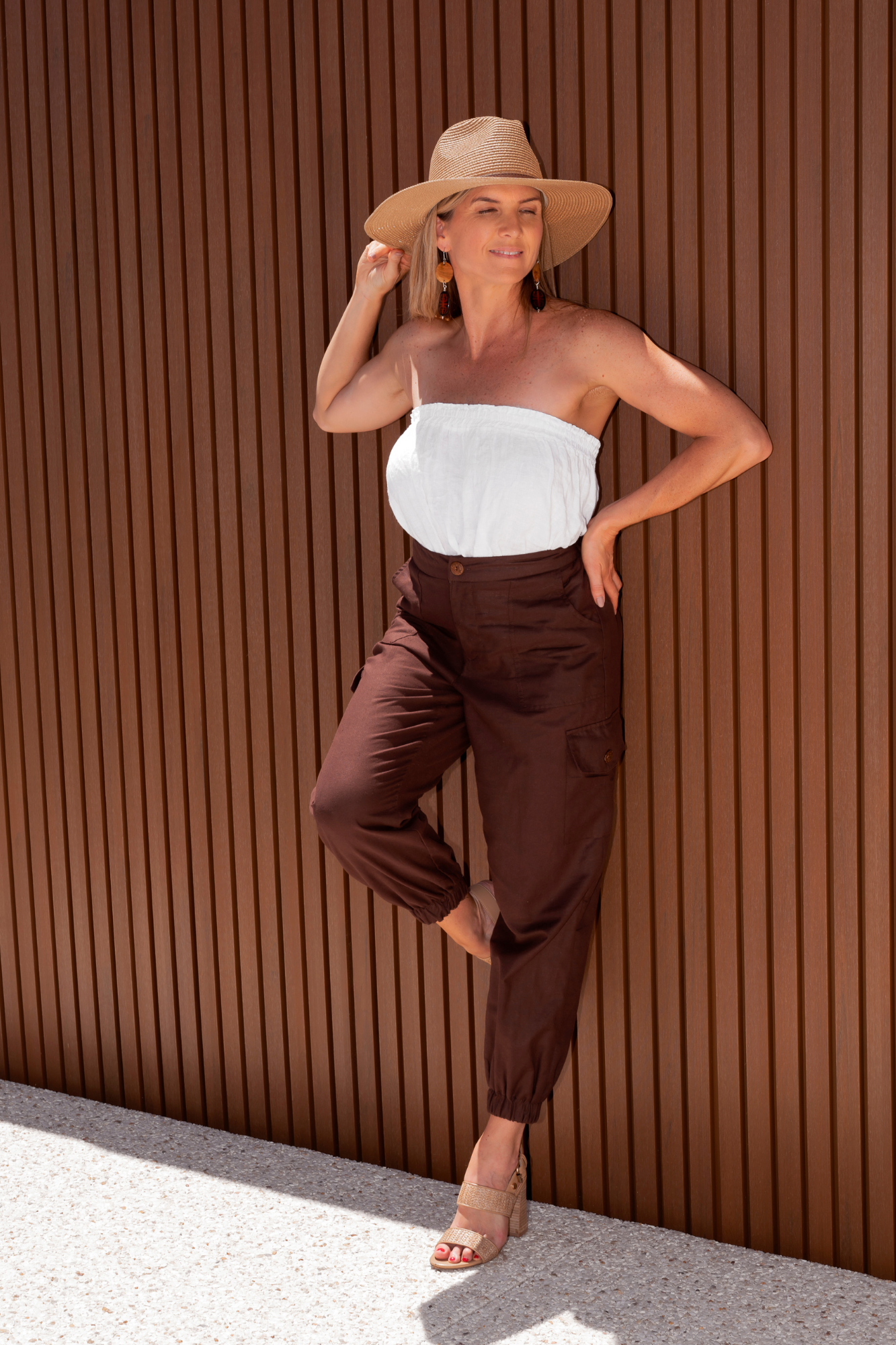 'Jessie' Linen Cargo Pants - Cocoa