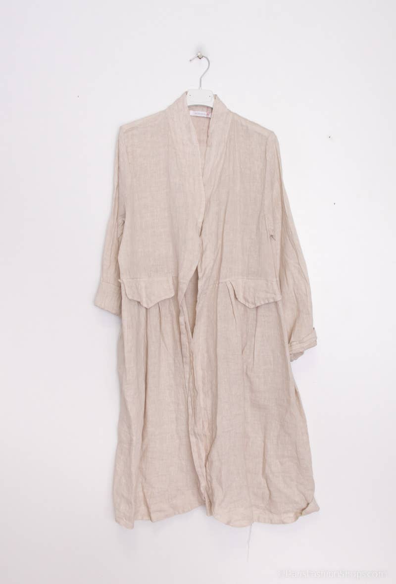 'Heidi' Long Linen Coat