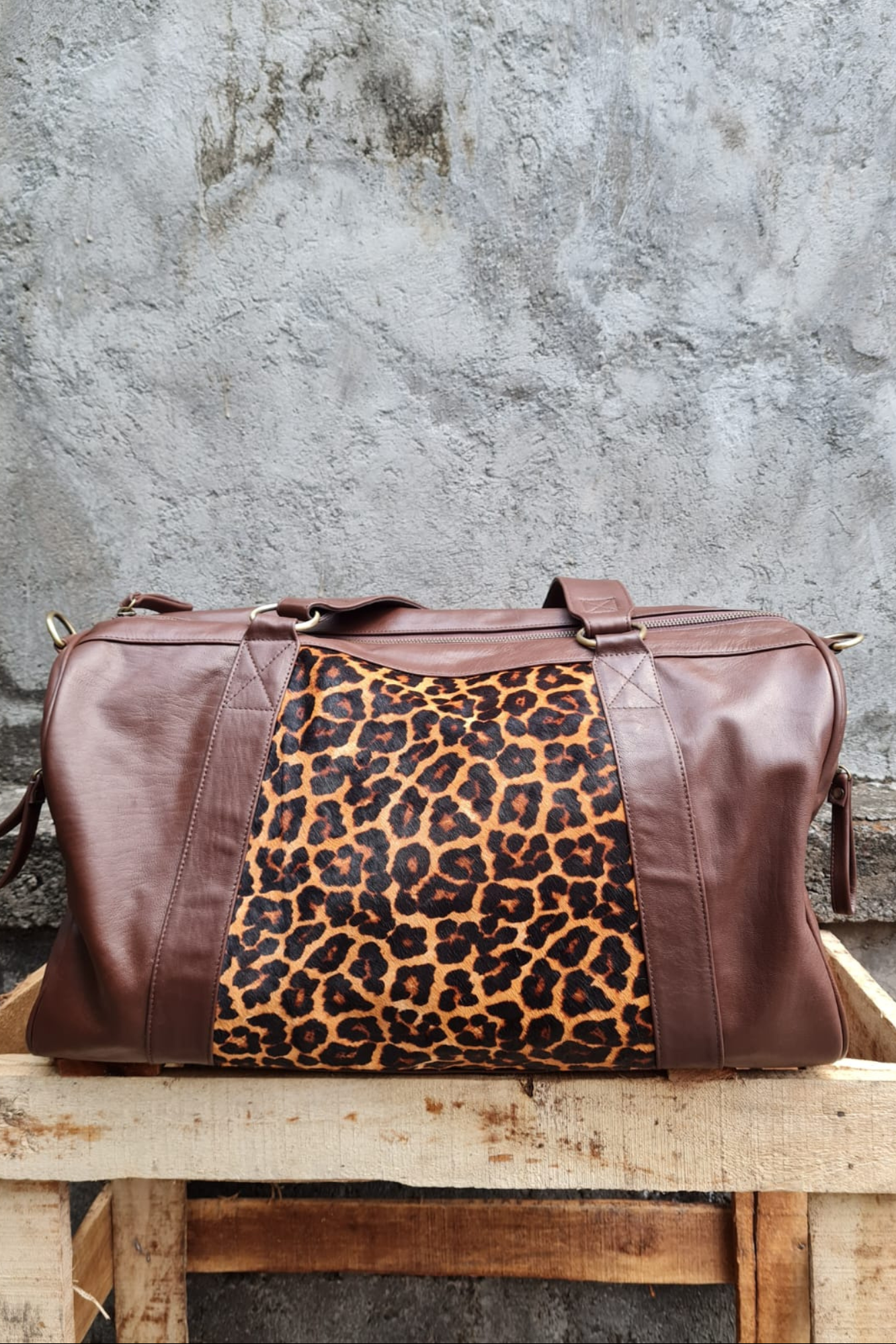 'Zuri' Leather and Cowhide Travel Bag