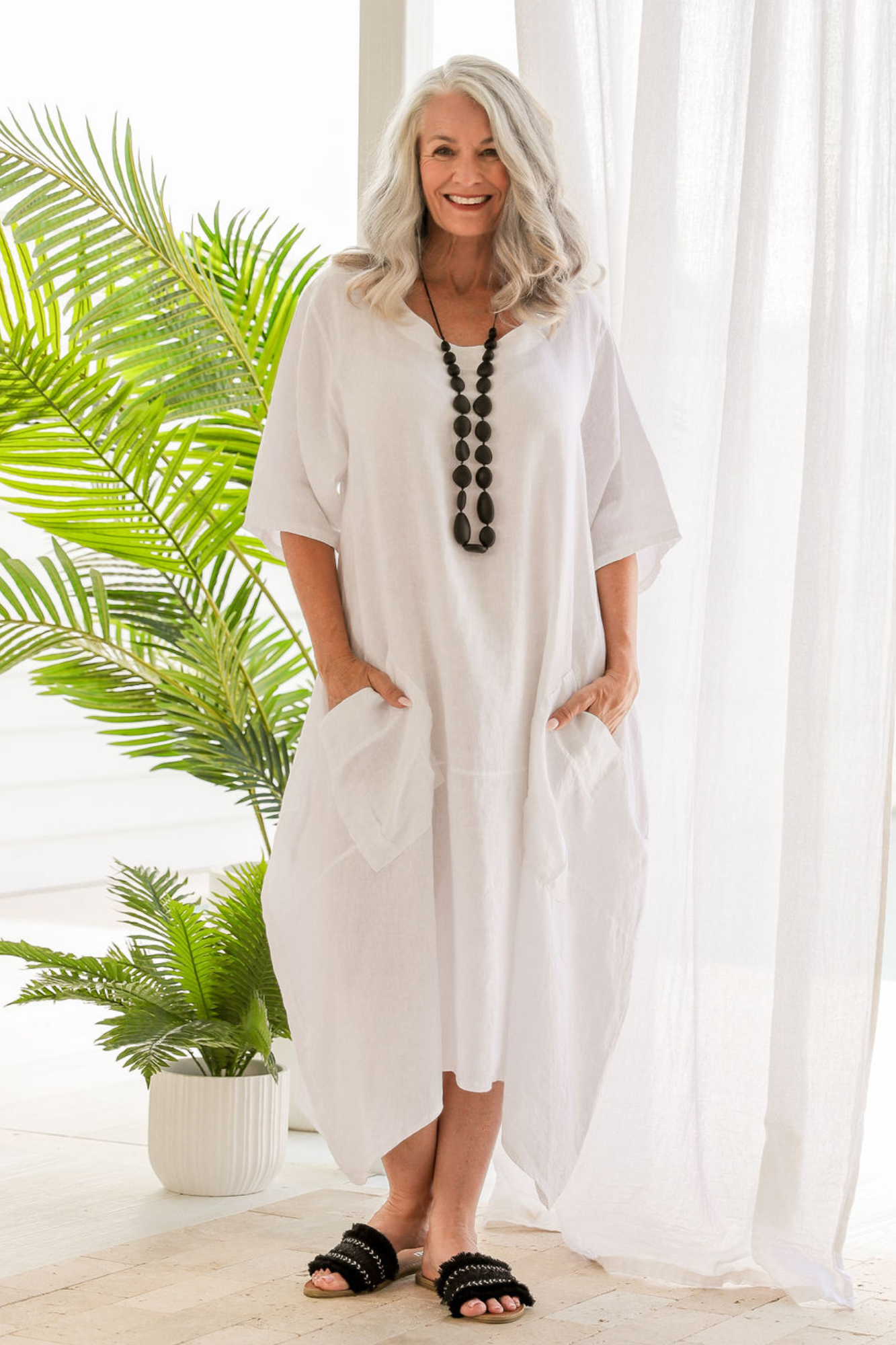 'Audrey' Linen Dress - White