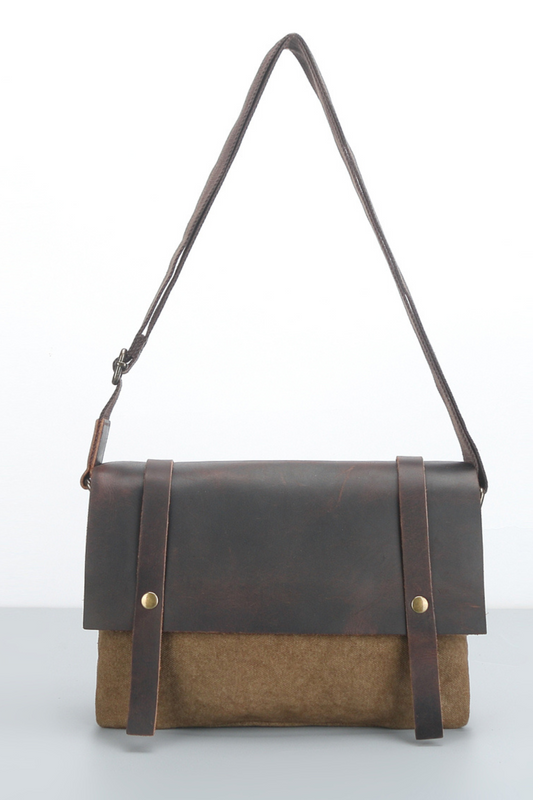 'Cambridge' Leather & Canvas Unisex Bag
