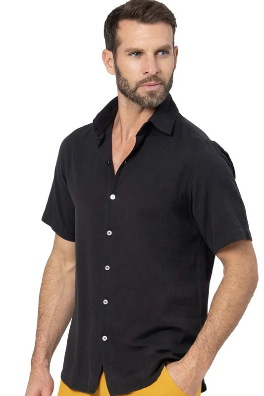 'Cole' Men's Short Sleeve Shirt - Black