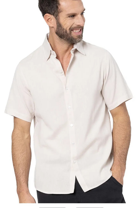 'Cole' Men's Short Sleeve Shirt - Natural