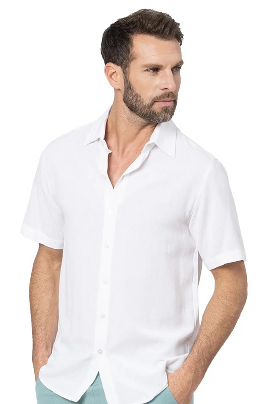 'Cole' Men's Short Sleeve Shirt - White