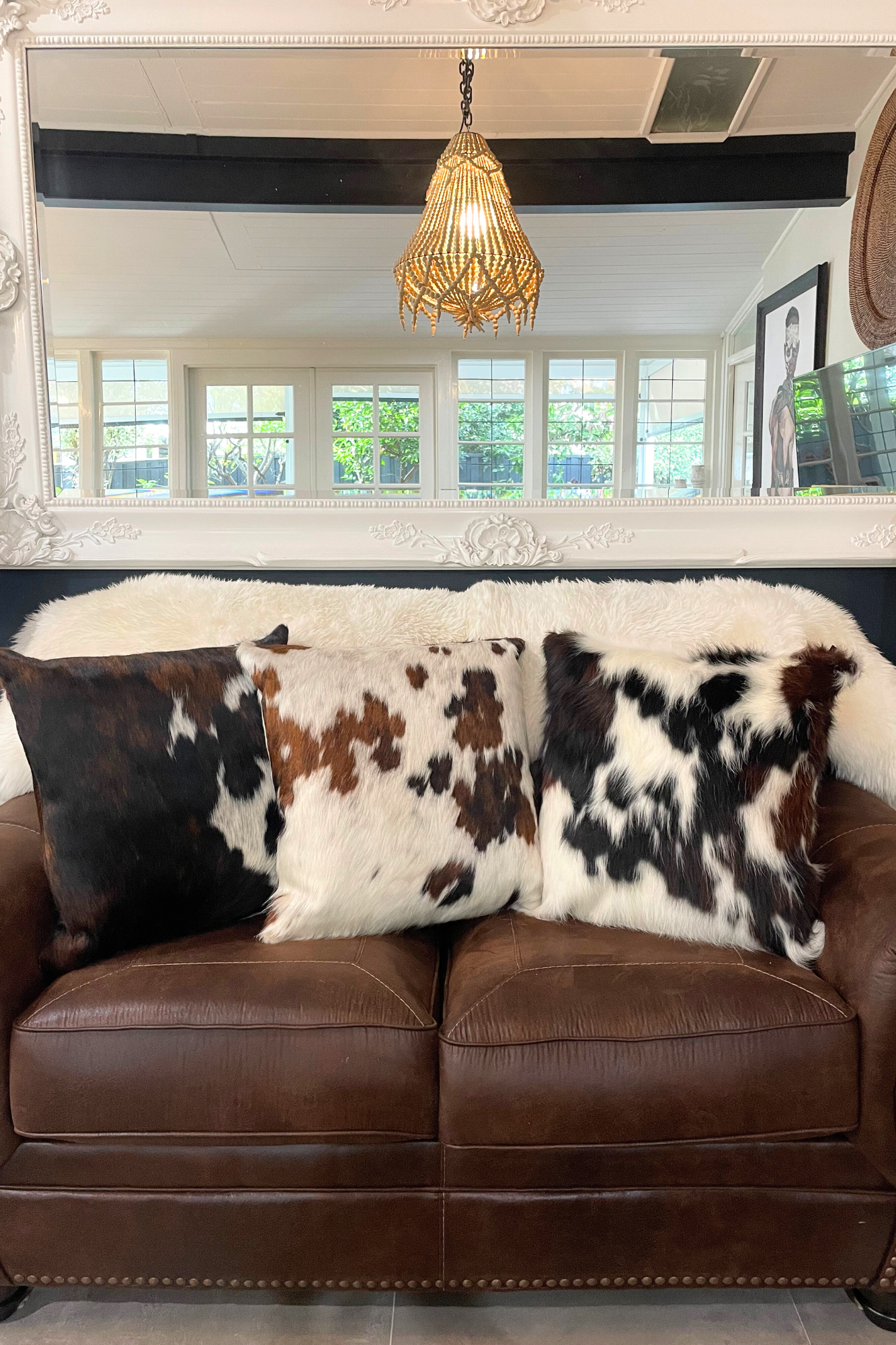 Cowhide Cushion - Natural 01