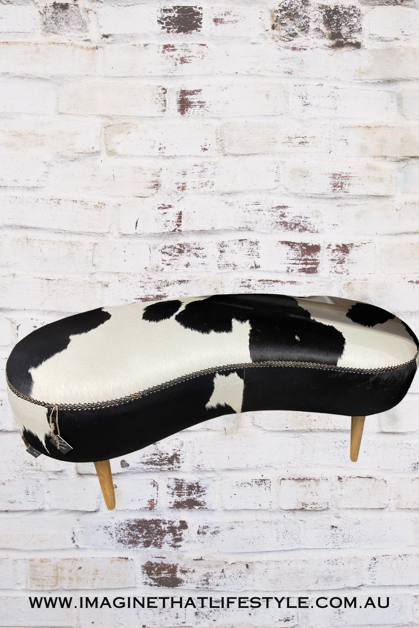 'Cowhide Ottoman' - Black & White