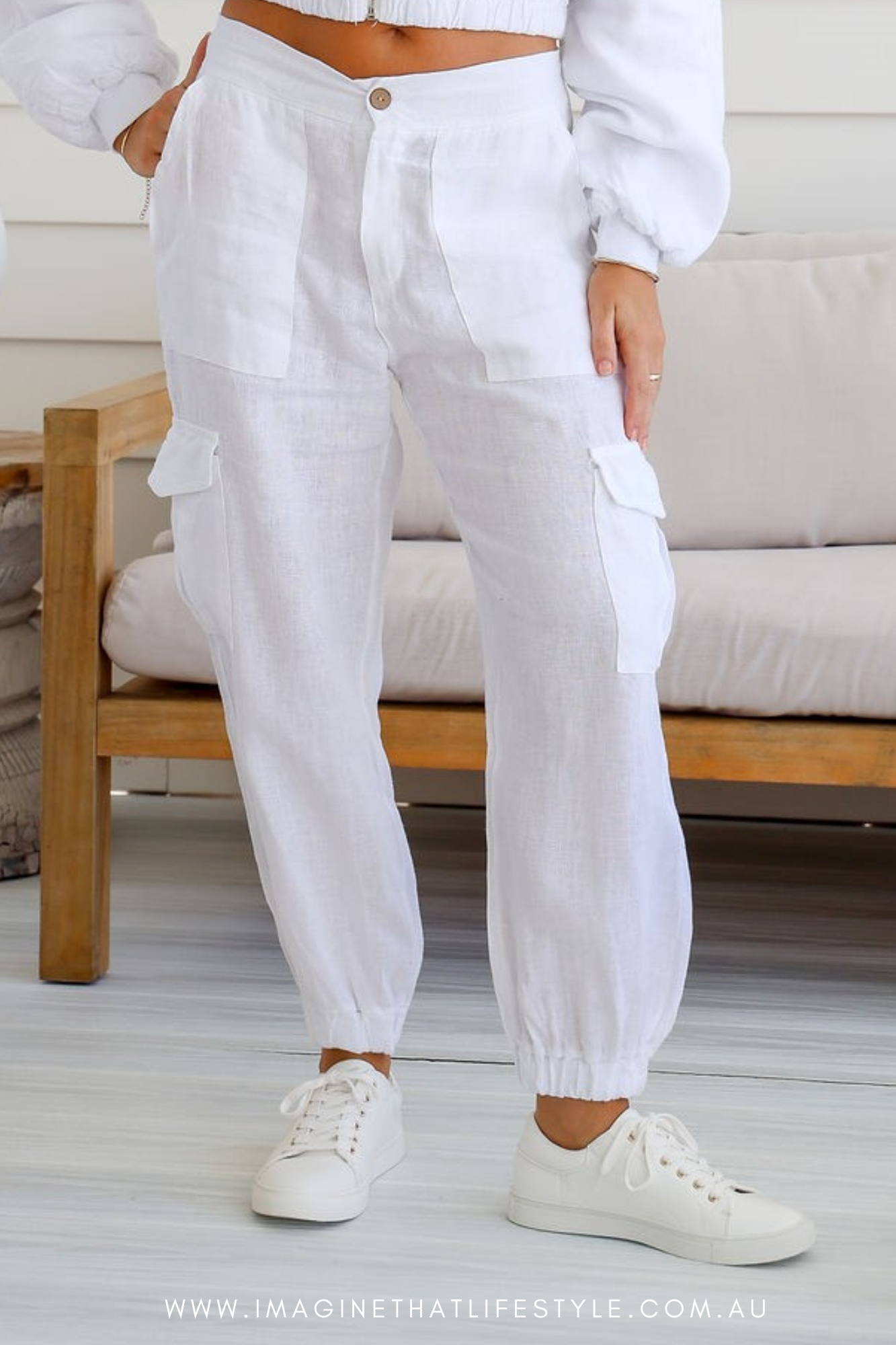'Empress' Linen Pant - White