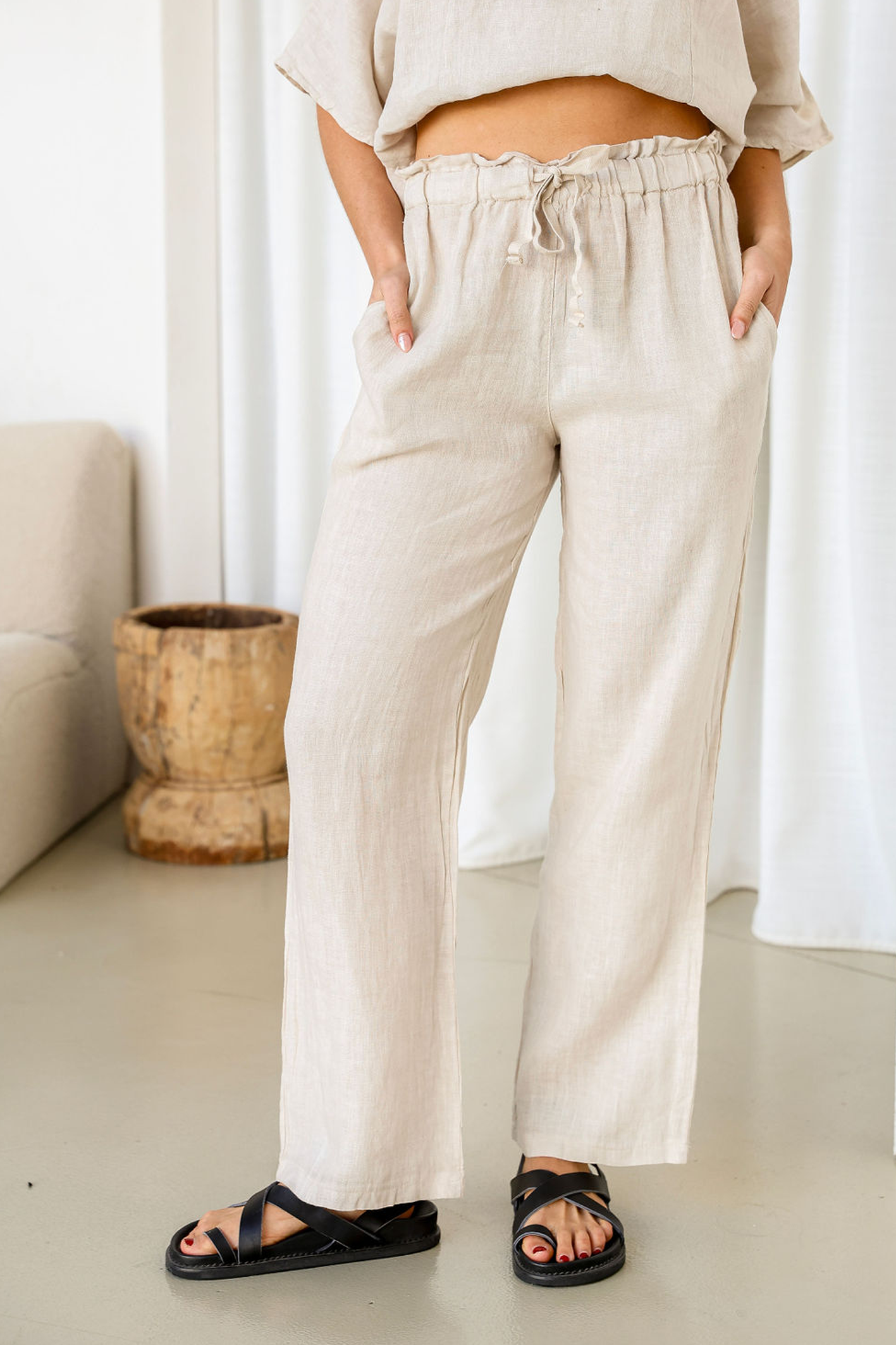 'Gelso' Linen Pant - Sand