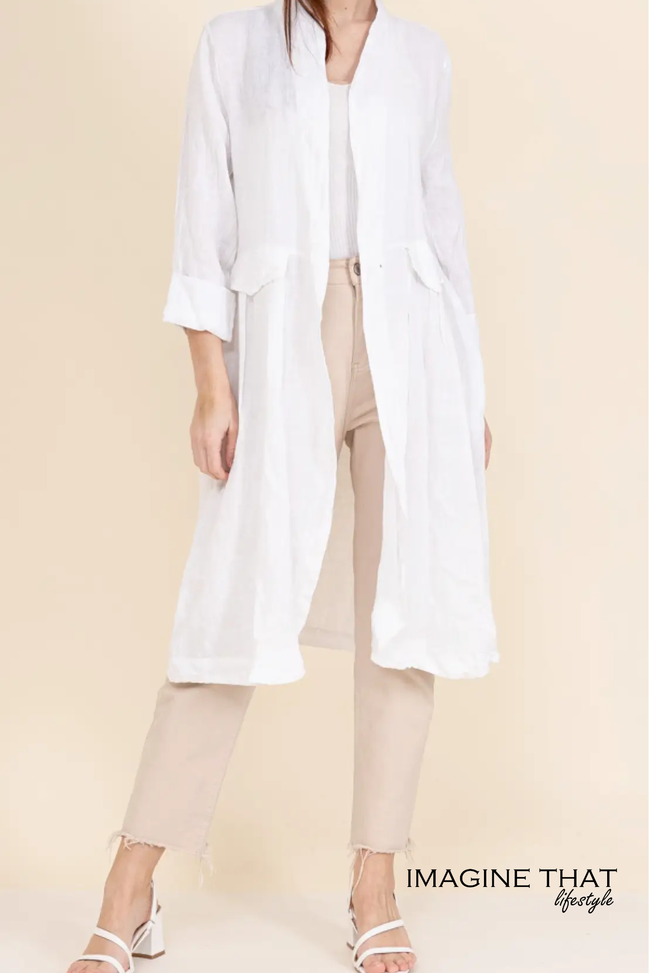 'Heidi' Long Linen Coat