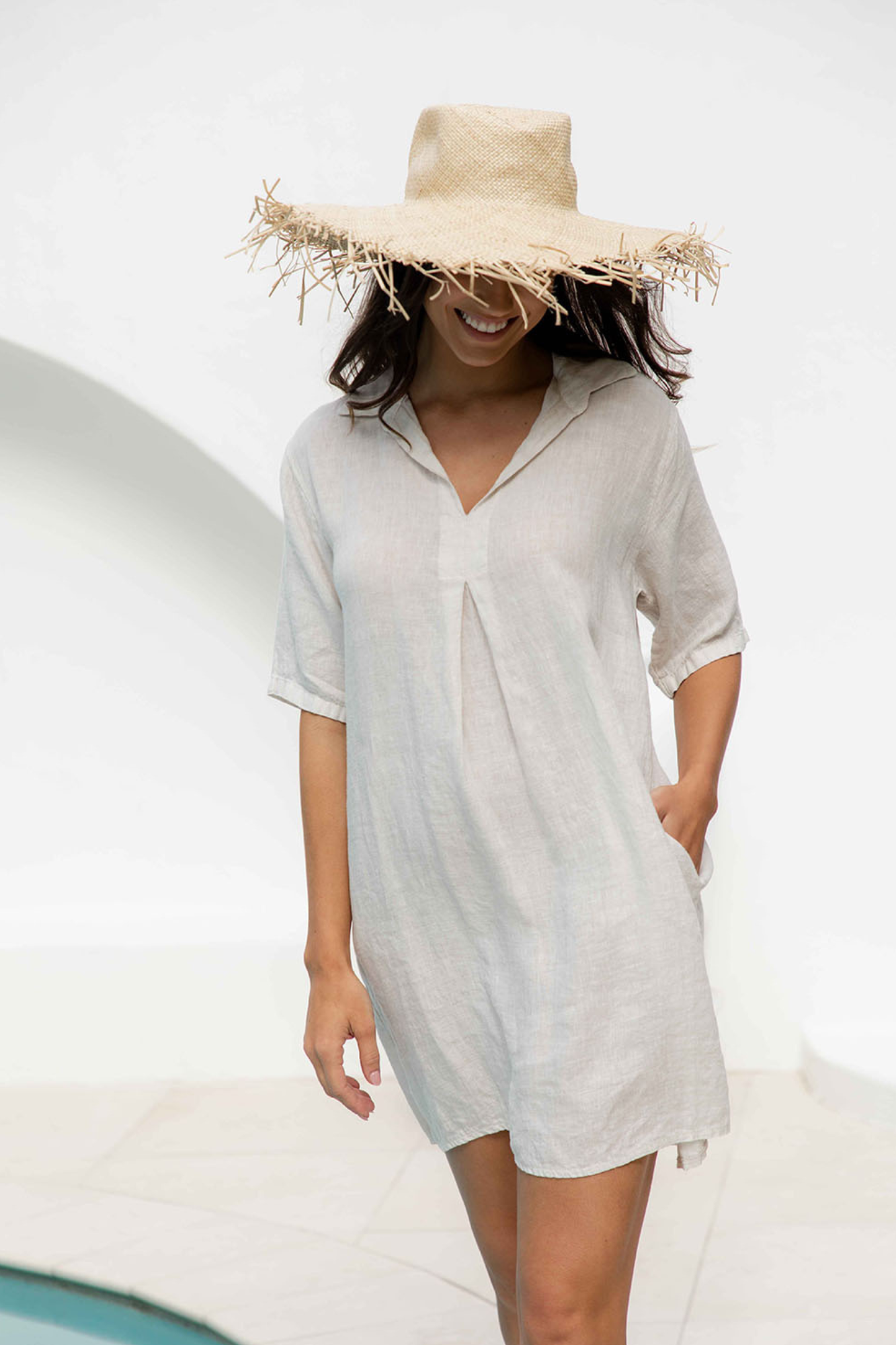 'Milly' Linen Dress - Sand