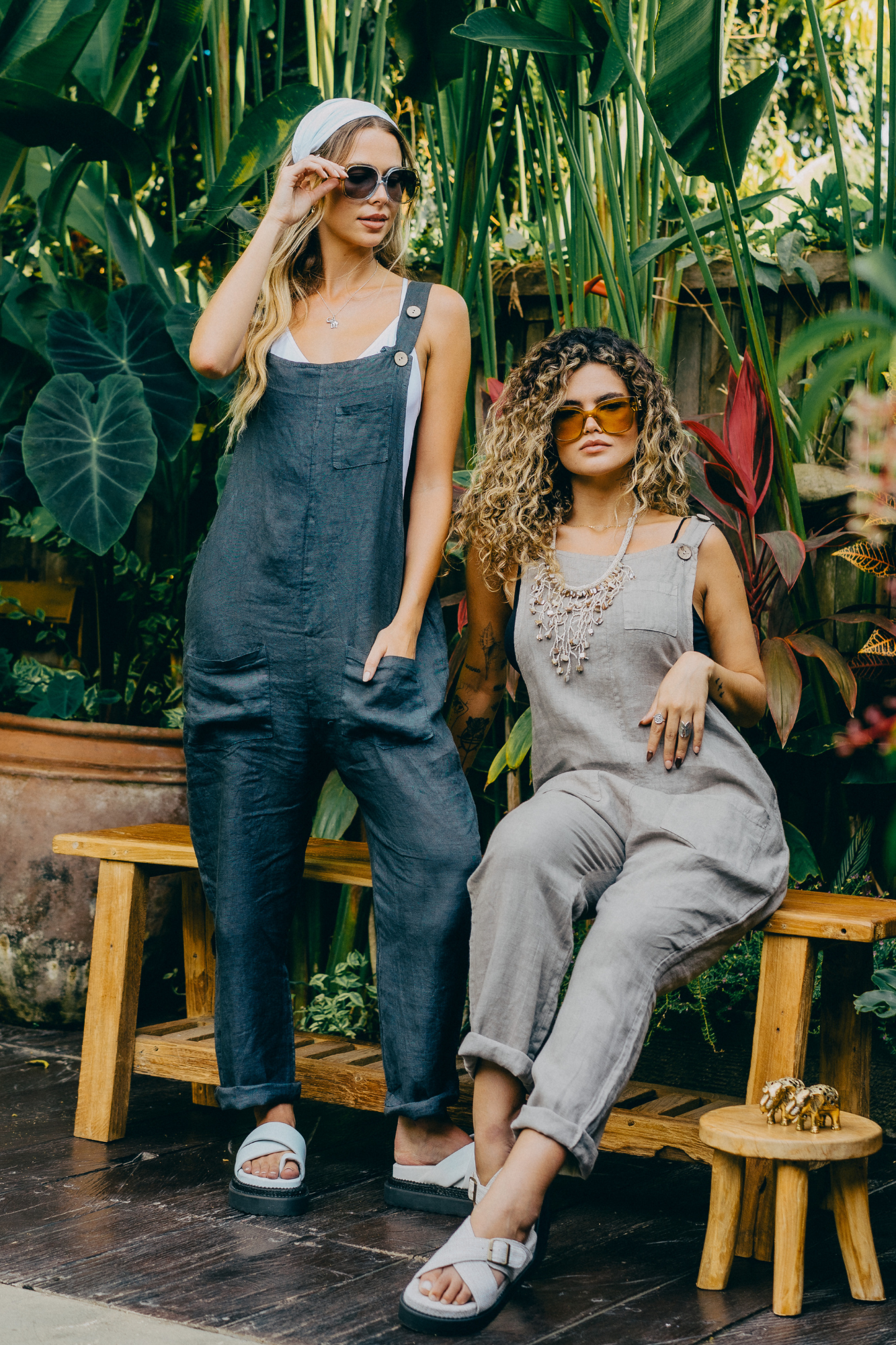 'Cara' Linen Jumpsuit - Charcoal