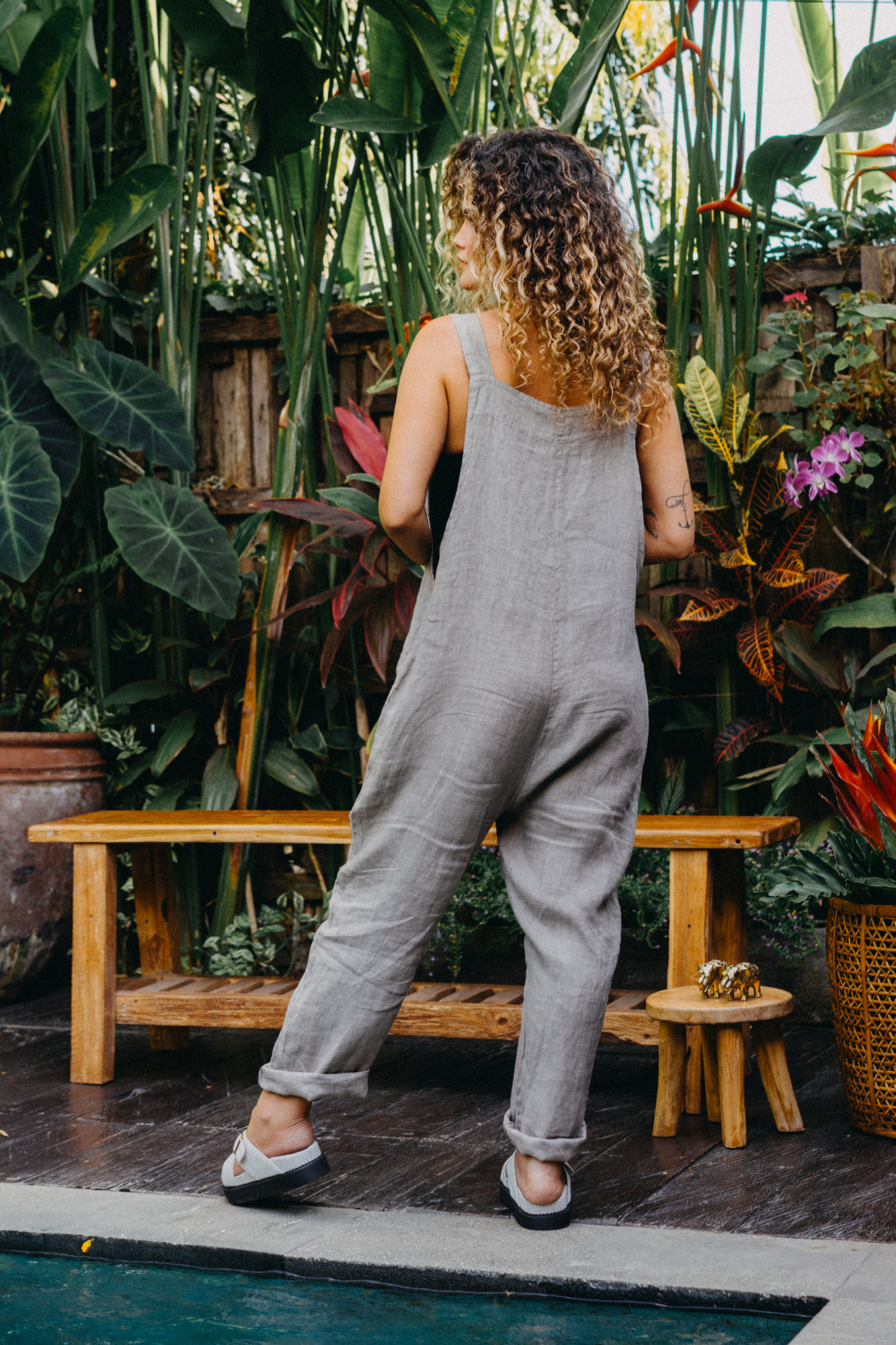 'Cara' Linen Jumpsuit - Taupe