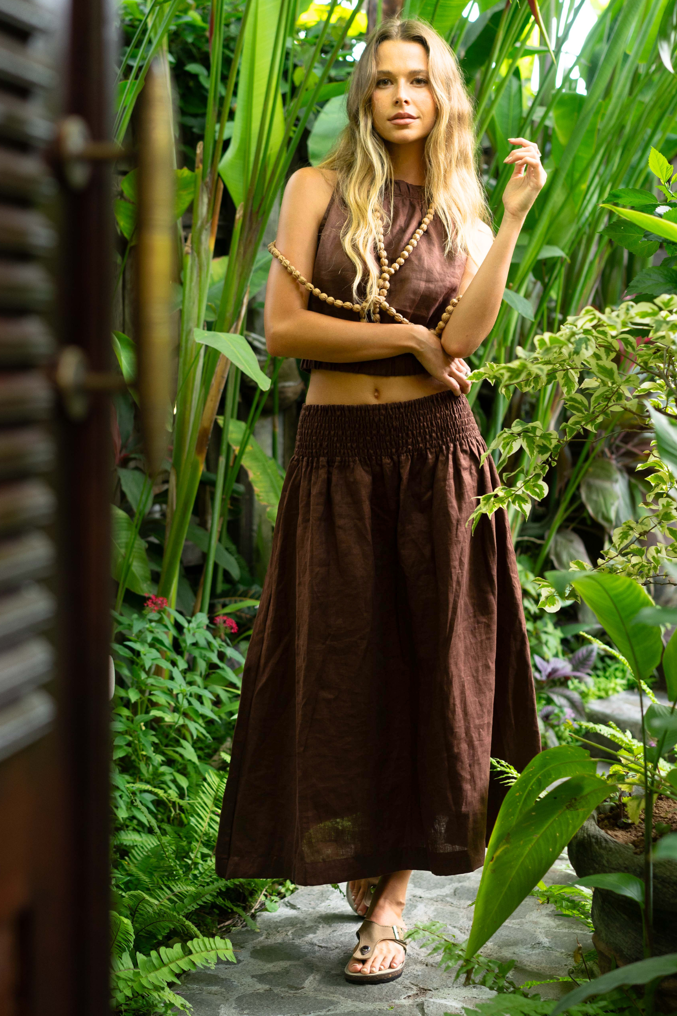 'Cancun' Linen Skirt - Chocolate