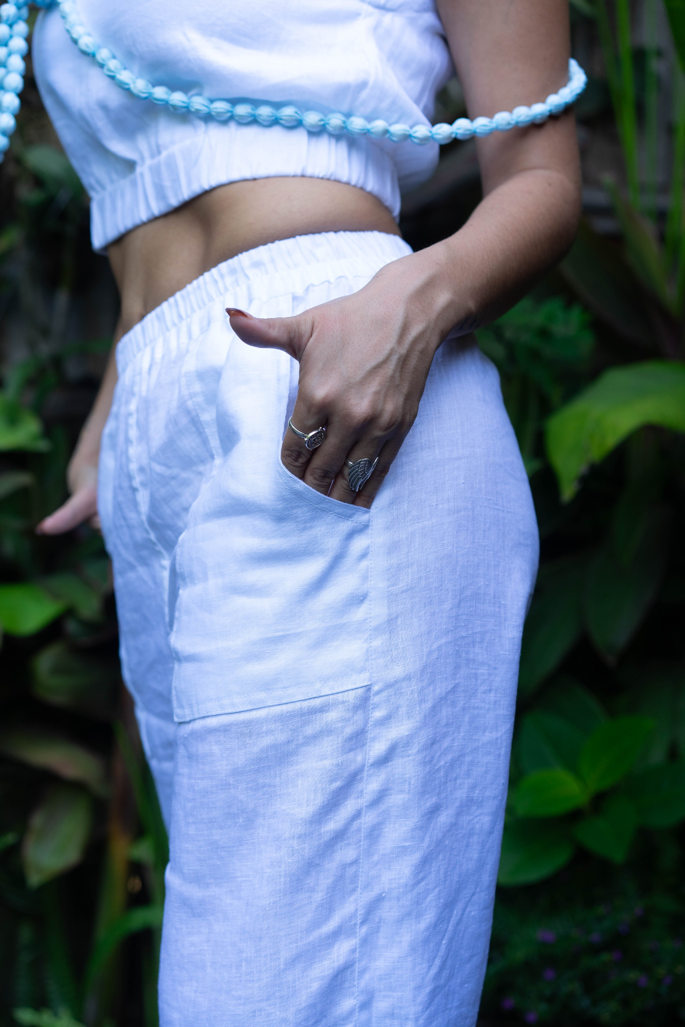 'Cancun' Linen Pant - White