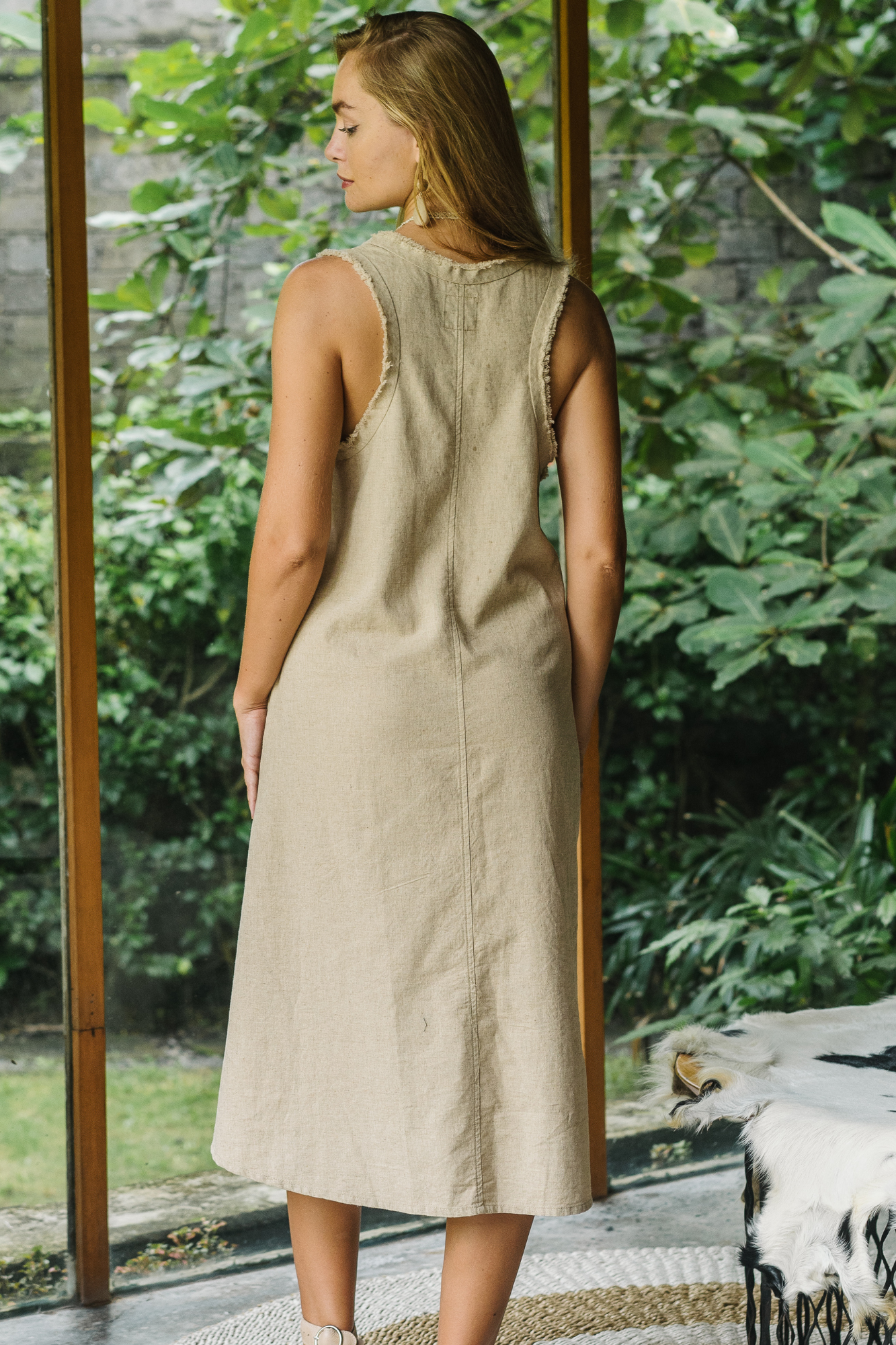 'Dominique' Linen Dress - Natural