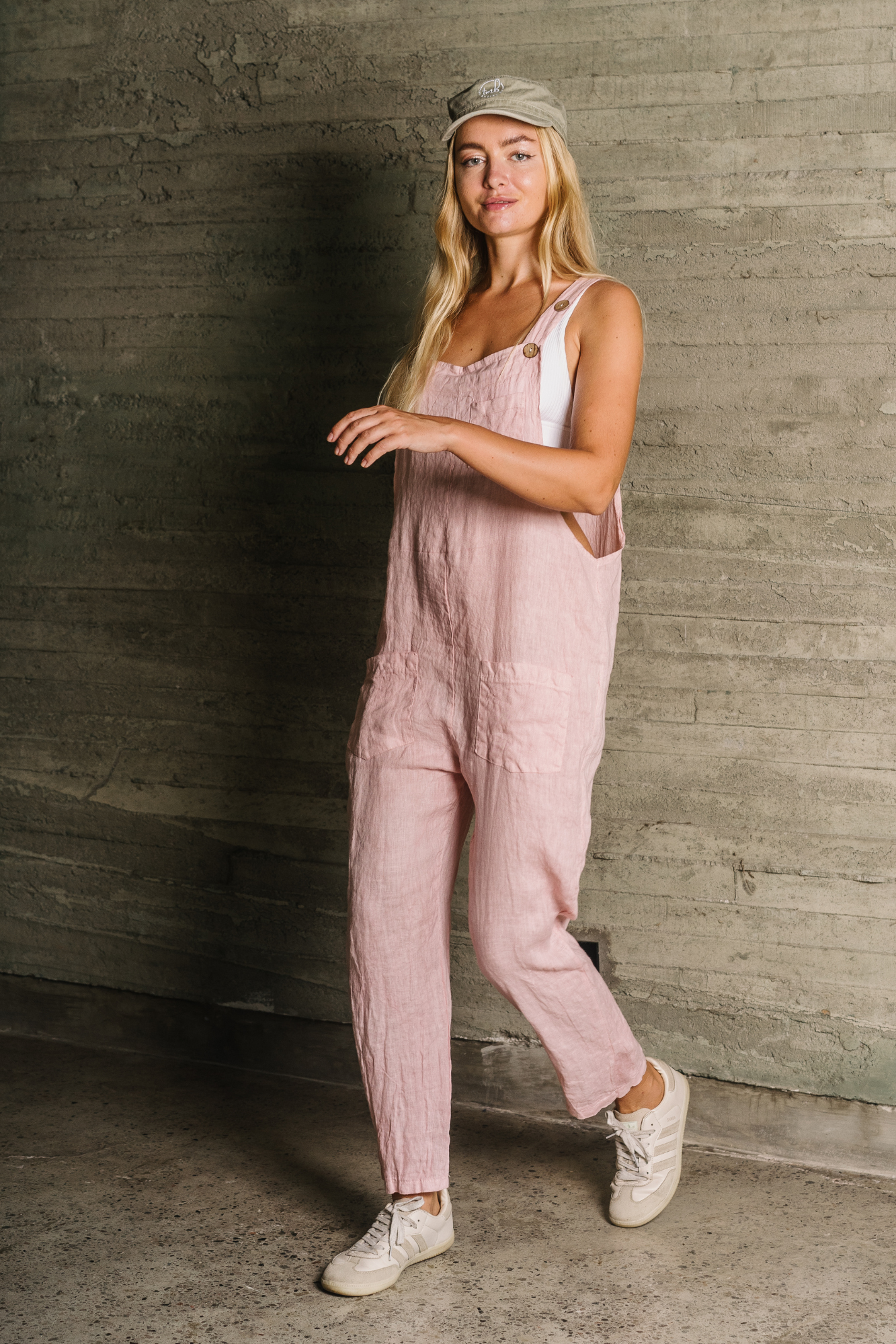 'Cara' Linen Jumpsuit - Blush