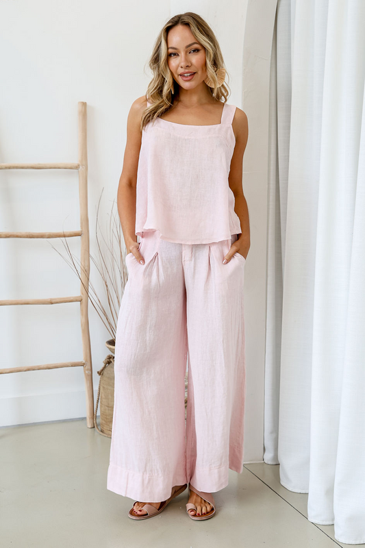 'Tash' Linen Pant - Blush