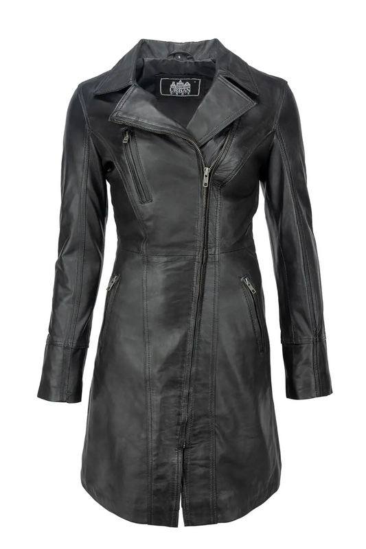 'Calypso' Ladies Trench Style Leather Jacket