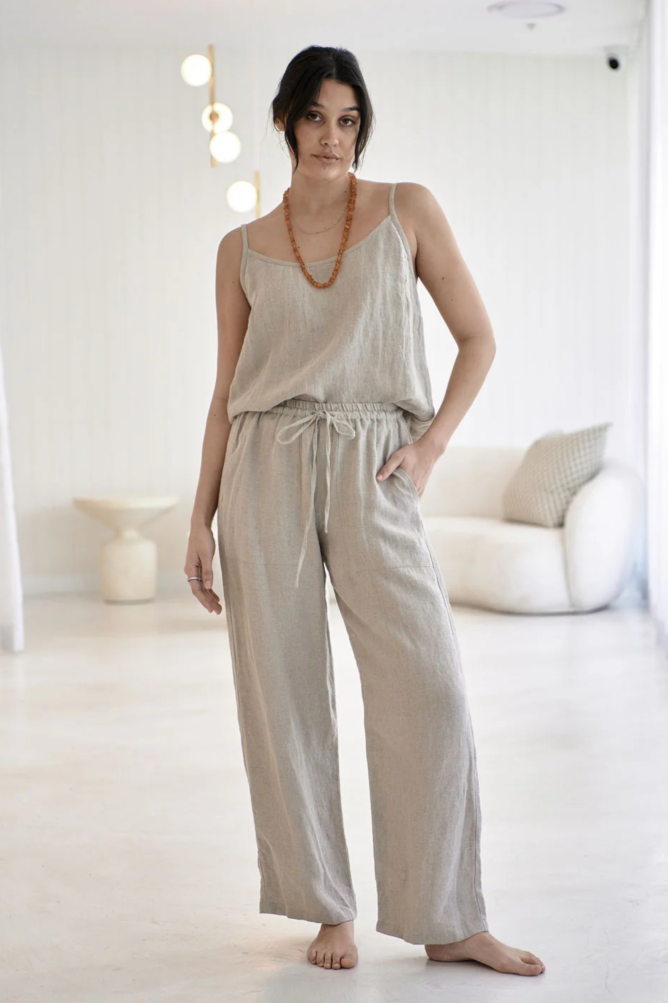 'Willow' Wide Leg Linen Pant - Natural