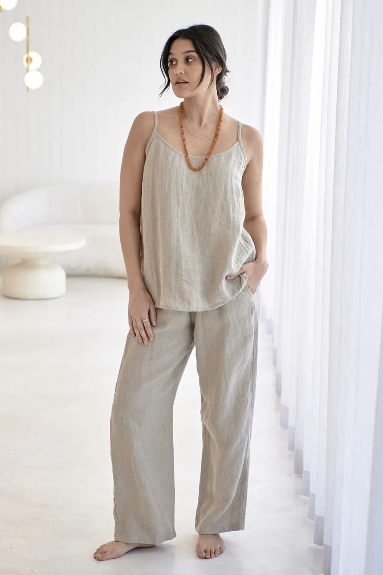 'Willow' Wide Leg Linen Pant - Natural