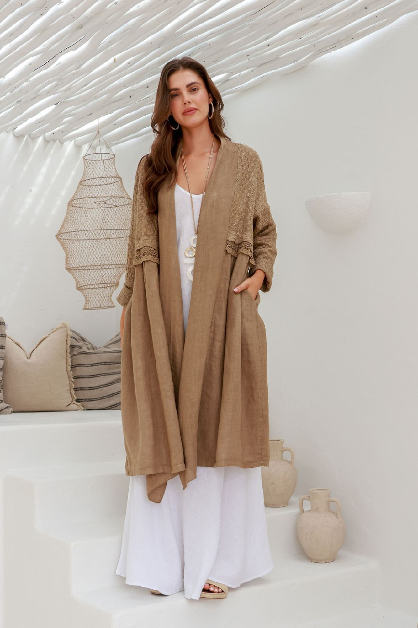 'Valentina' Linen Jacket - Mocha