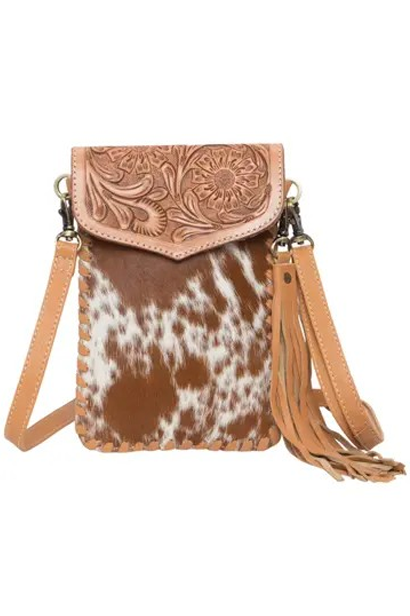 'Winona' Leather and Cowhide Phone Bag