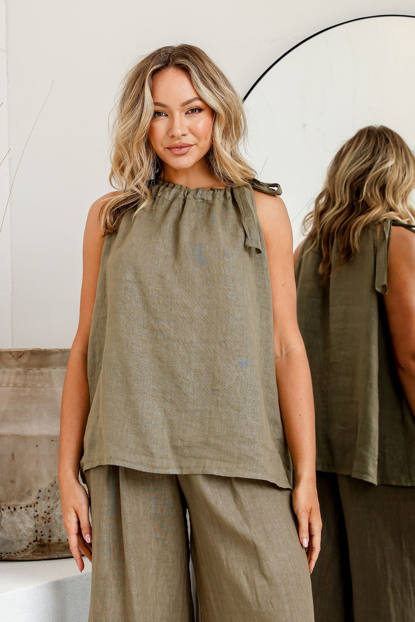 'Yasmin' Linen Top - Slate