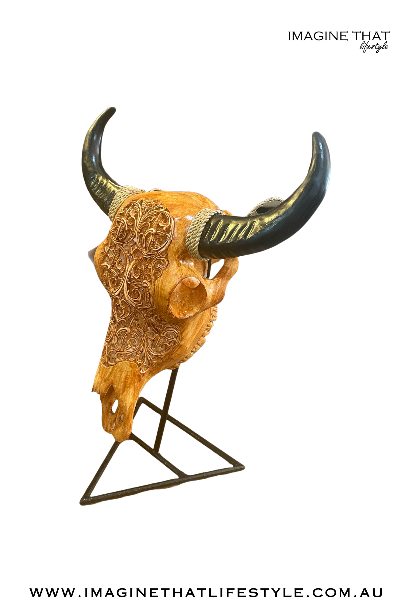 Resin Buffalo Skull on Stand