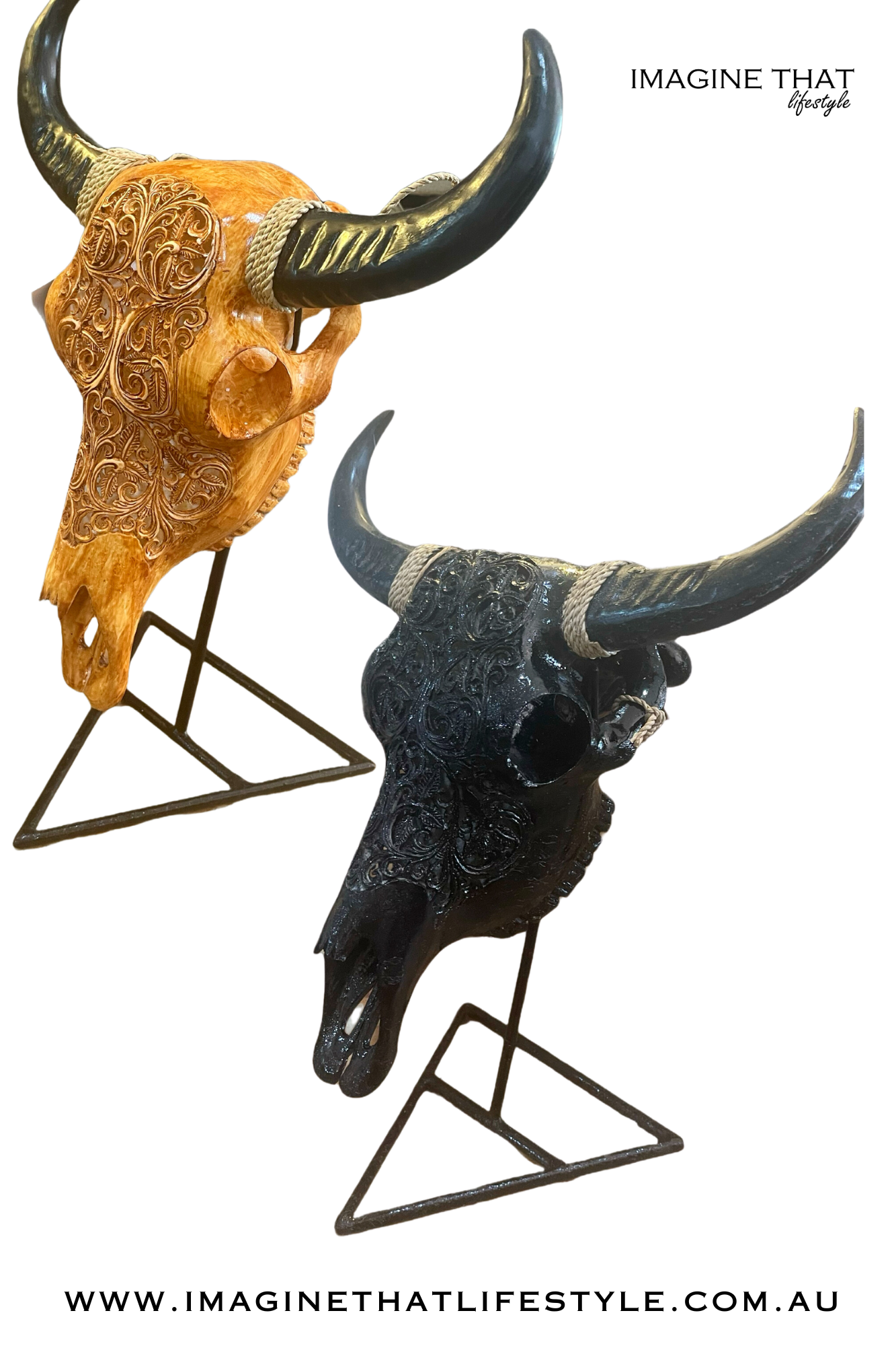 Resin Buffalo Skull on Stand