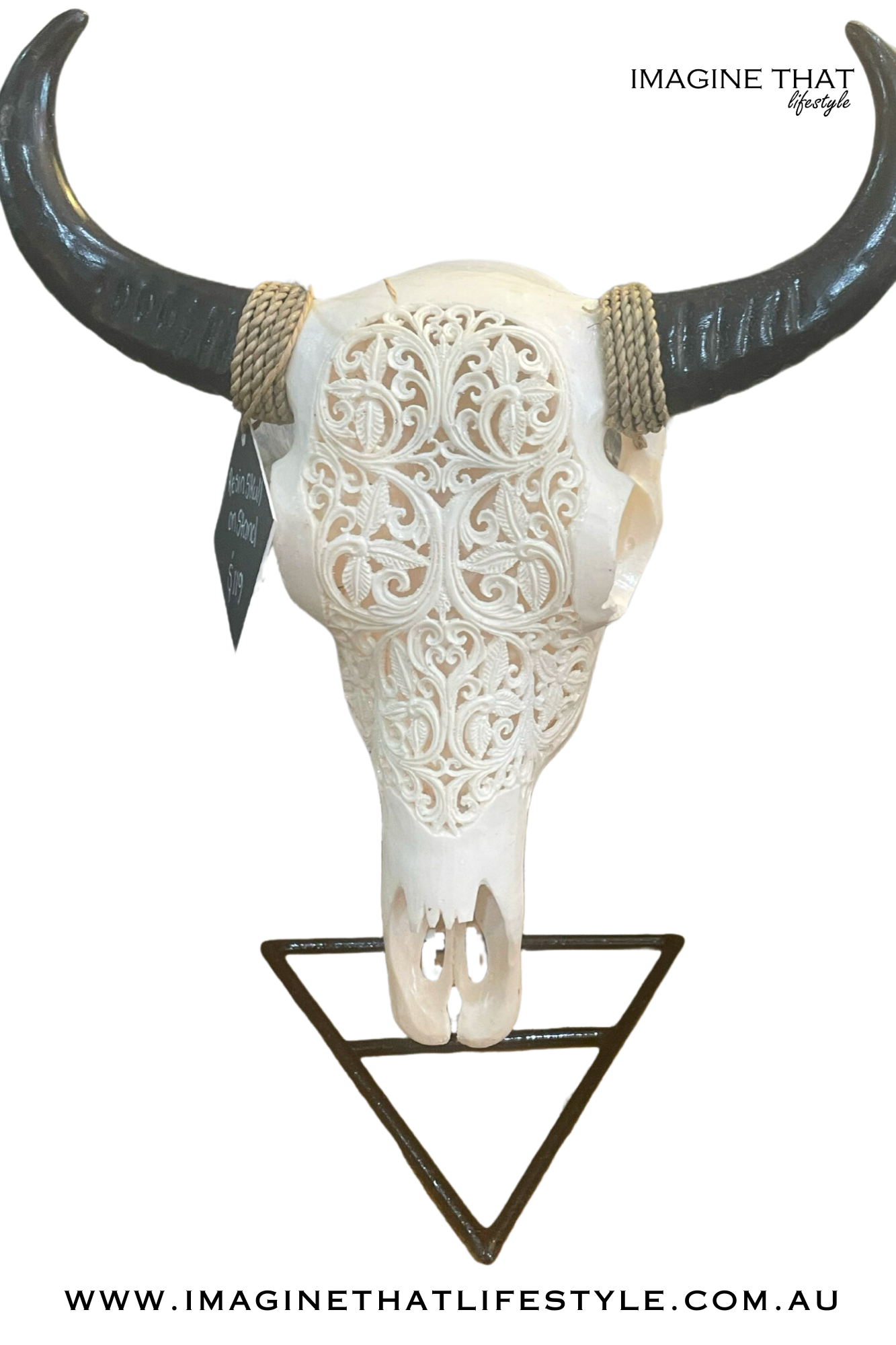 Resin Buffalo Skull on Stand