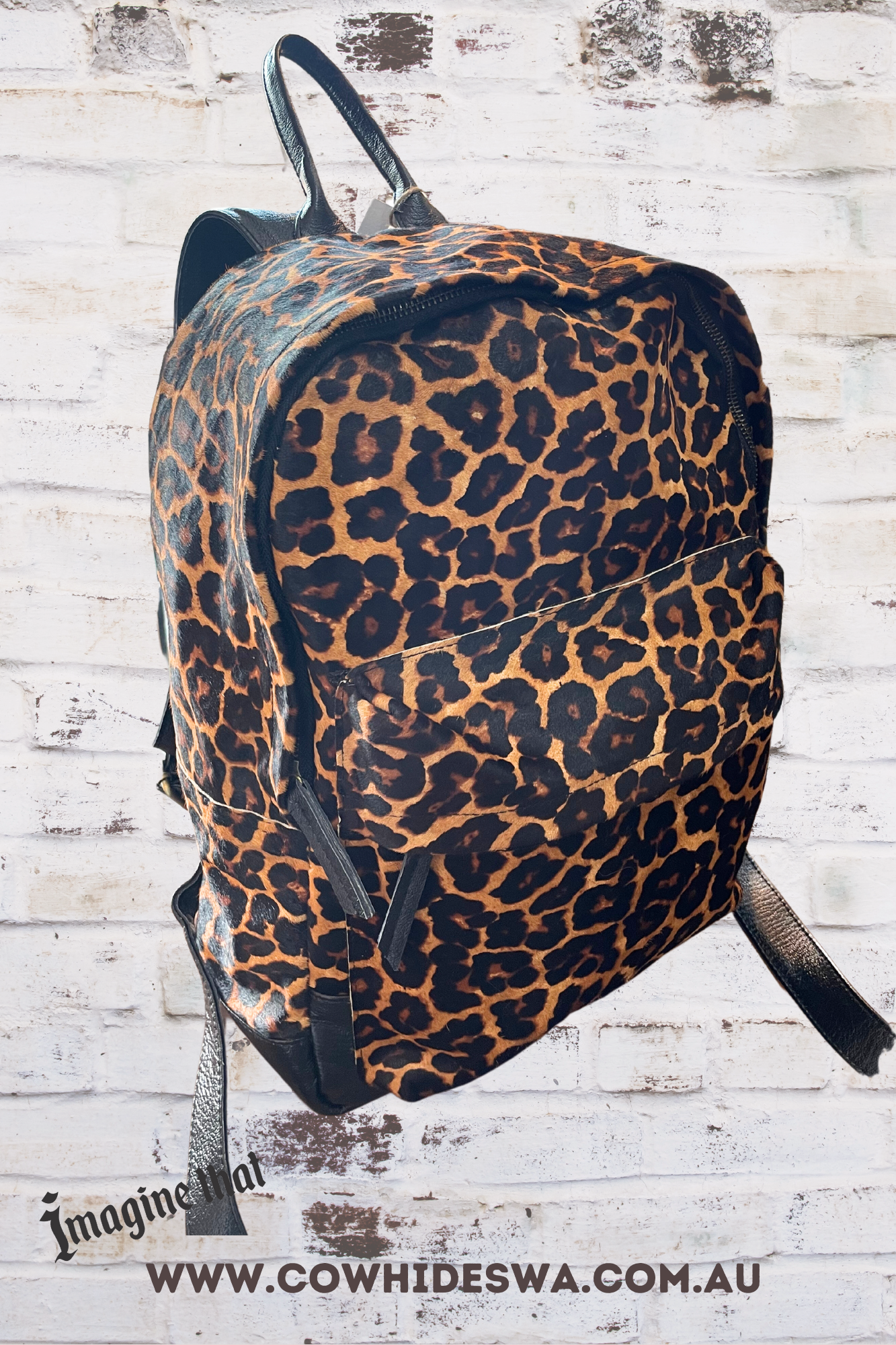 'Zoe' Leopard Print Cowhide Backpack