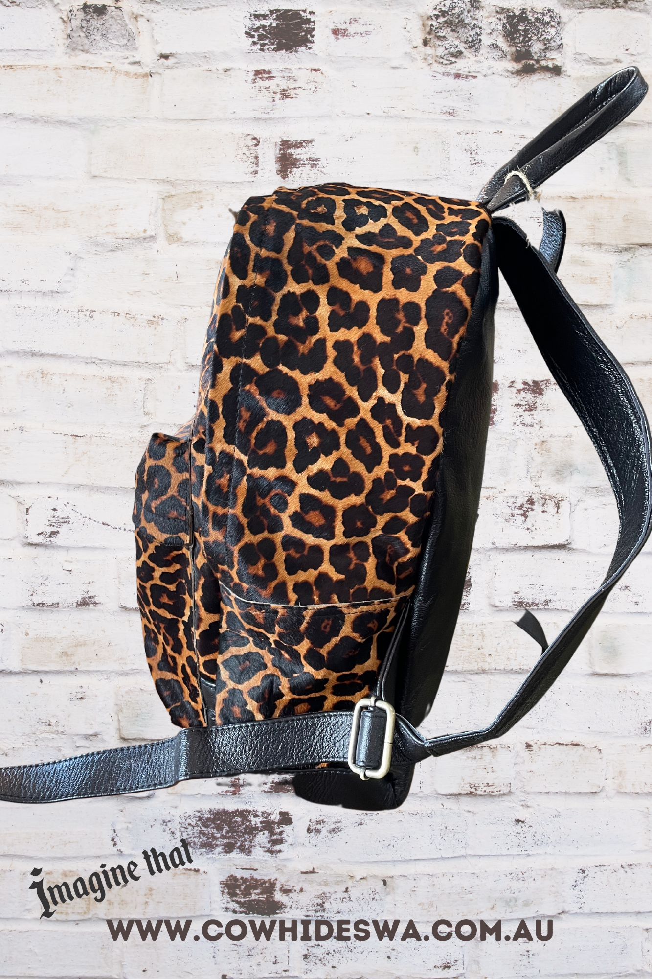 'Zoe' Leopard Print Cowhide Backpack