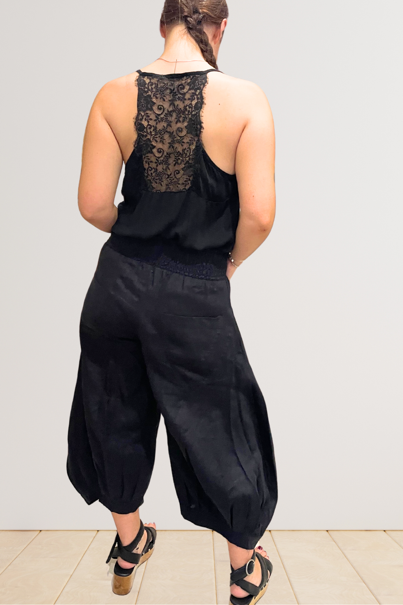 'Hannah' Linen Genie Pant - Black