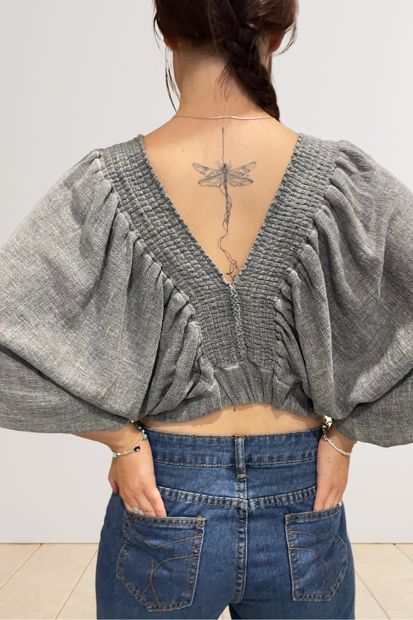 'Alice' Crop Top - Grey