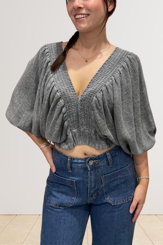 'Alice' Crop Top - Grey