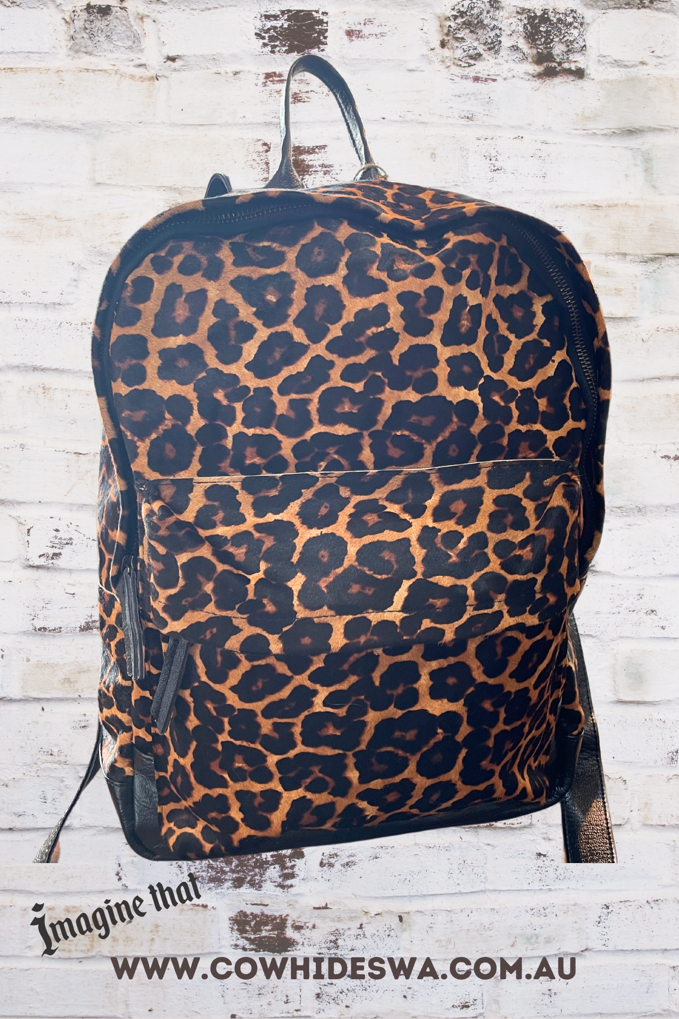 'Zoe' Leopard Print Cowhide Backpack