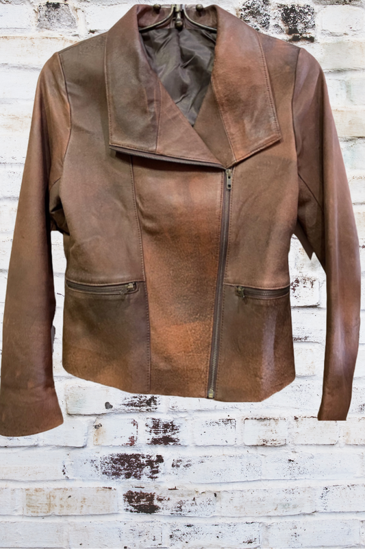 'Carrie' Ladies Retro Leather Jacket