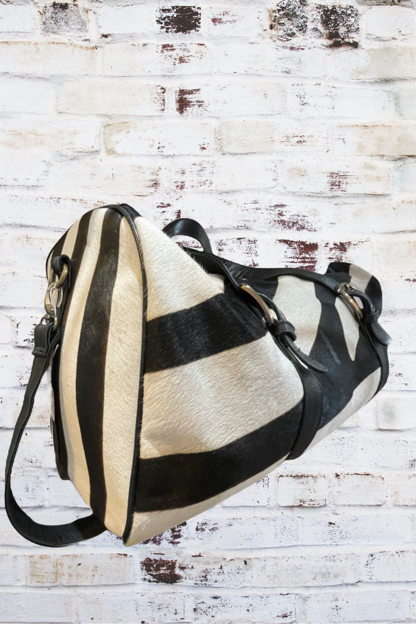 'Phoenix' Cowhide Zebra Print Travel Bag