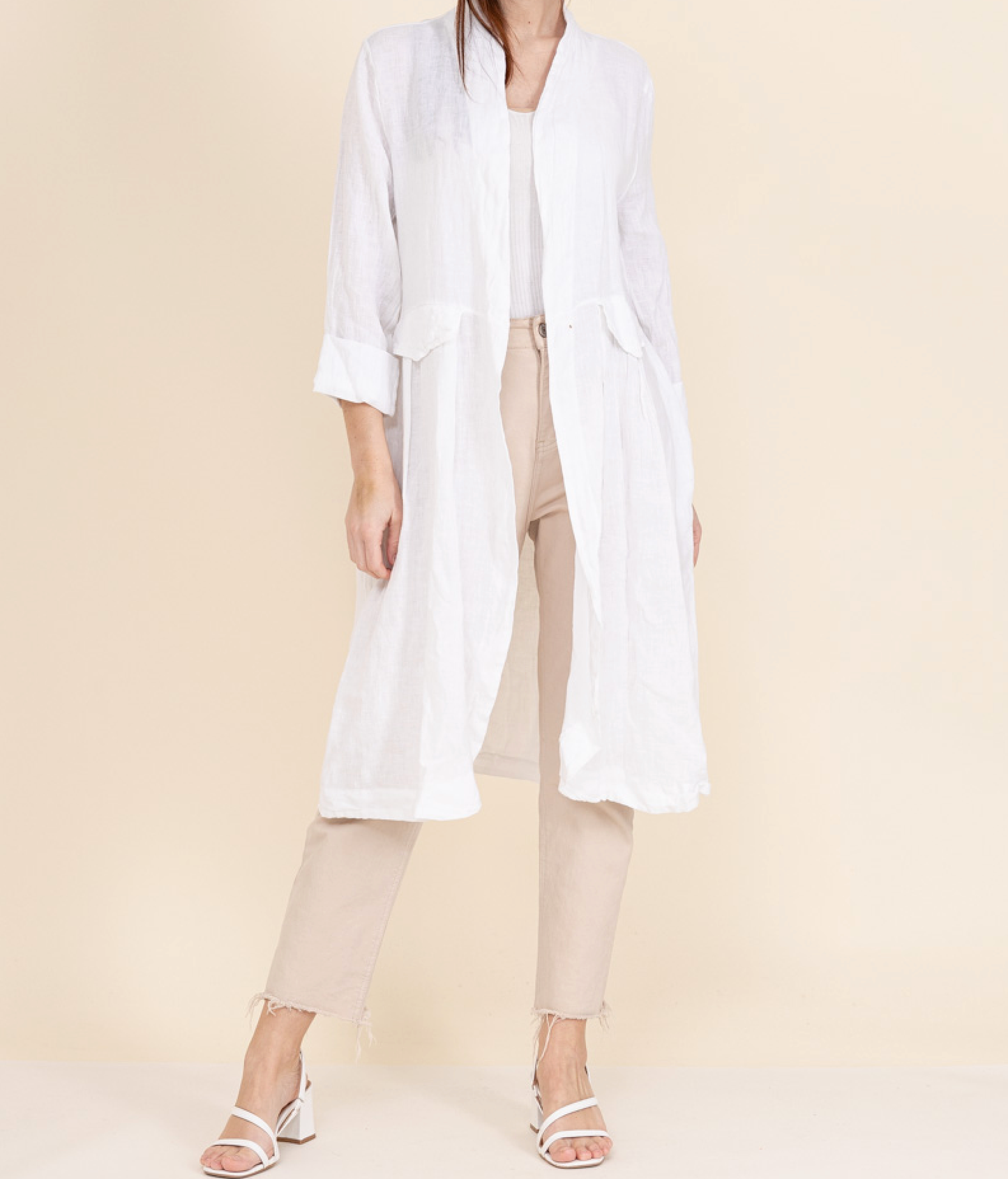 'Heidi' Long Linen Coat